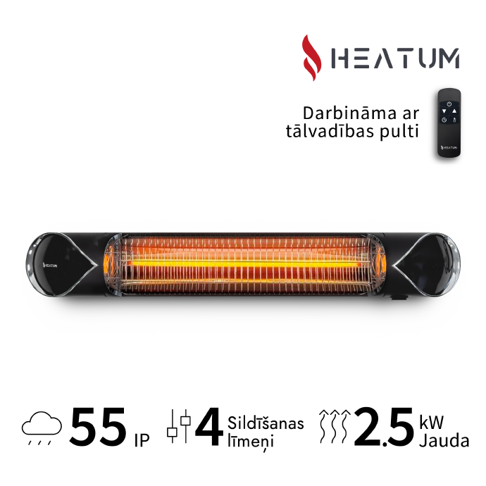 Infrasarkanais sildītājs Heatum H2500R CORE BLACK